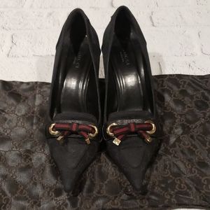 Gucci canvas print heels